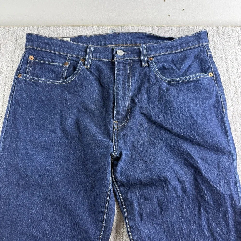 Levi's Premium 502 Jeans Men's Size 34x34 Big E Dark Wash Blue Denim Tapered